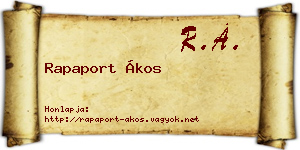 Rapaport Ákos névjegykártya